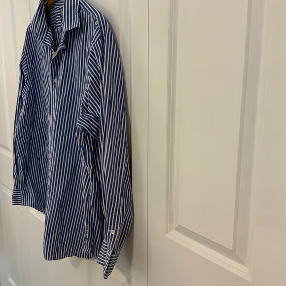 Polo Ralph Lauren Men’s Blue White Stripe Cotton Button Front Shirt 2XB - Picture 5 of 11